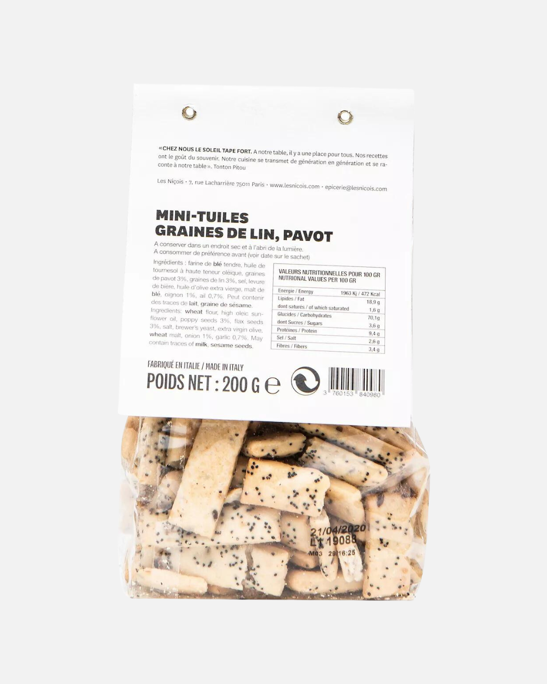 Crackers with Flaxseeds and Poppy Seeds from Tonton Jilou, 200g
